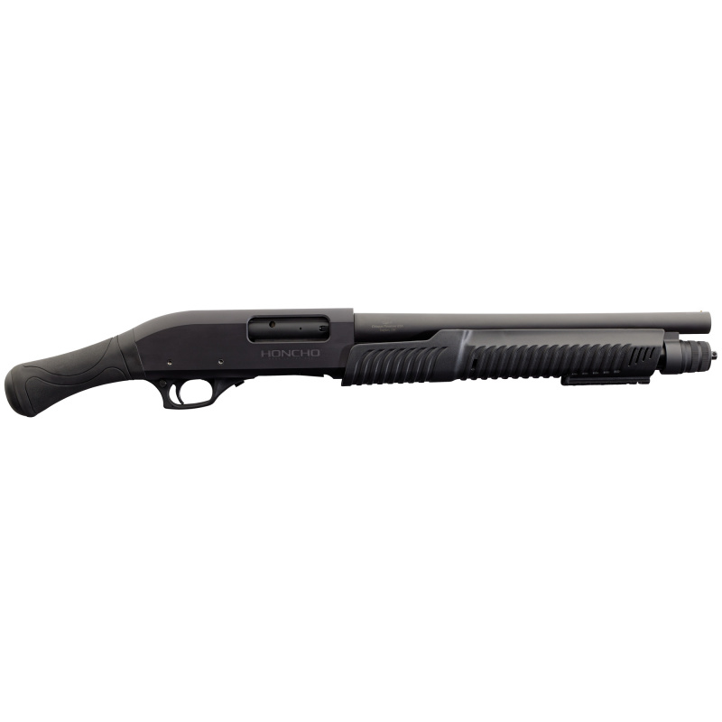 Honcho, Pump, 12 Gauge, 3" Chamber, 14" Barrel, Matte Finish, Black, Black Synthetic Birdheads Grip, Bead Sights, 5 Rounds, 27" Overall Length 930.436