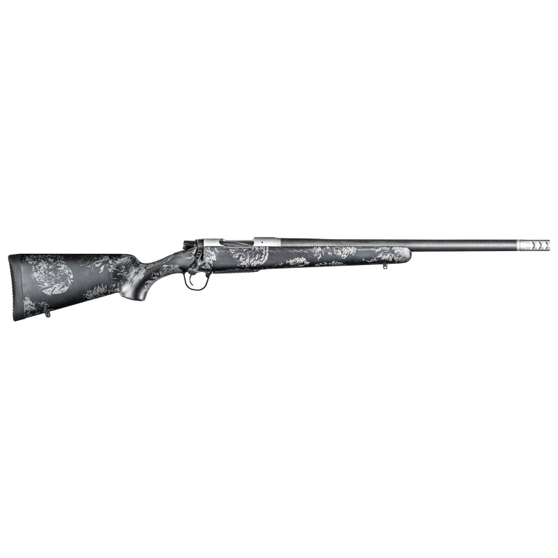 Ridgeline FFT, Bolt Action Rifle, 7MM PRC, 22" Threaded Stainless Steel Barrel, Carbon Fiber Wrapped, 5/8X24 Side Baffle Muzzle Brake, Natural Stainless Finish, Carbon Fiber Sporter Stock, Black with Gray Accents, 3 Rounds 801-06318-00