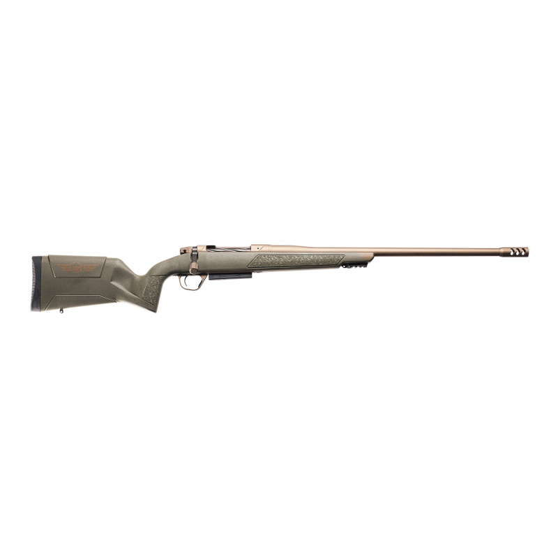 Evoke, Bolt Action Rifle, 22 Creedmoor, 22" Barrel, Threaded 5/8X24, Premium RFR Muzzle Brake, Cerakote Finish, Bronze, Polymer Stock with Integrated Picatinny Rail, TriggerTech Adjustable Trigger, 4 Rounds, 1 Magazine 801-15054-00