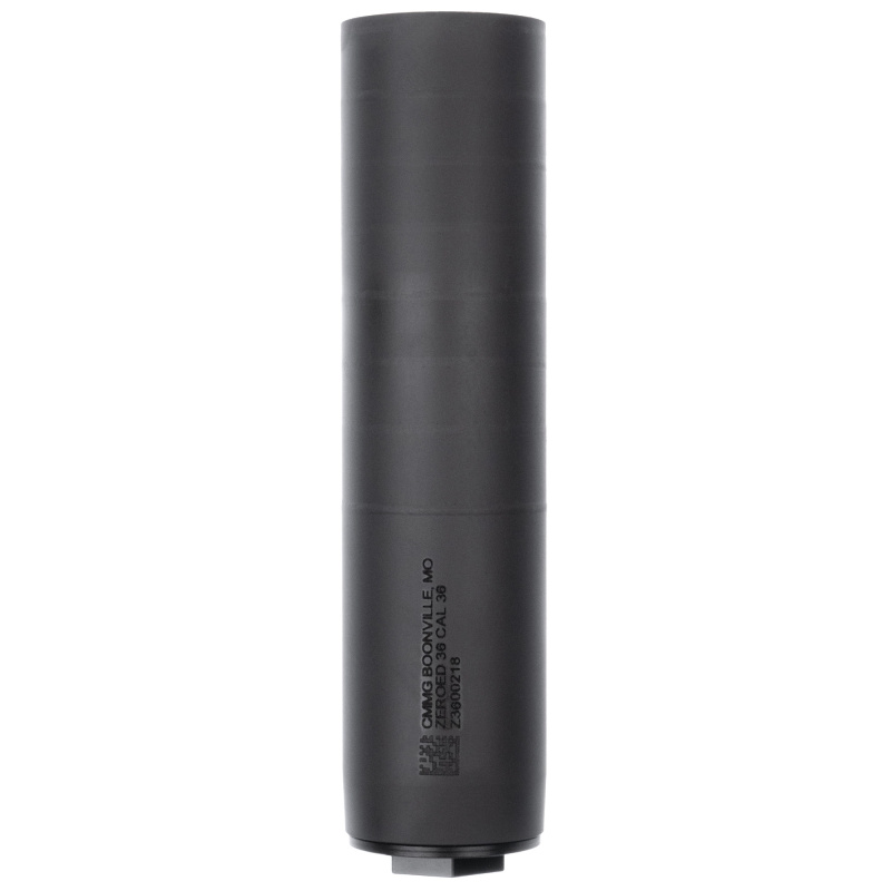 ZEROED 36, Suppressor, 36 Caliber/9MM, 17-4 Stainless Steel Construction, Nitride Finish, Black, Hub Compatible, Includes 1/2X28 and 5/8X24 Direct Thread HUB Mounts 11DB030