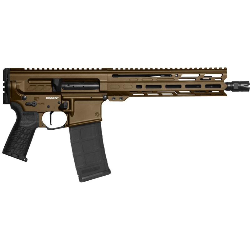 MK4, DISSENT, Semi-automatic Pistol, AR, 300 Blackout, 10.5" Threaded Barrel, 5/8x24, CMMG Zeroed Linear Compensator, Cerakote Finish, Midnight Bronze, TriggerTech AR-D 2-Stage Trigger, 9.6" M-LOK Handguard, CMMG Zeroed Polymer Grip, 30 Rounds, 2 Magazin