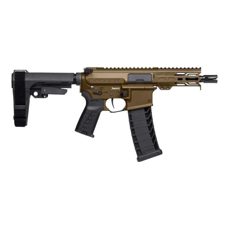 Banshee MK4, Semi-automatic, AR Pistol, 9MM, 5" Barrel, 1/2X28 Thread Pitch, Cerakote Finish, Midnight Bronze, CMMG Pistol Grip, Pistol Stabilizing Brace, Ambidextrous Controls, 30 Rounds, 1 Magazine 94AD90F-MB