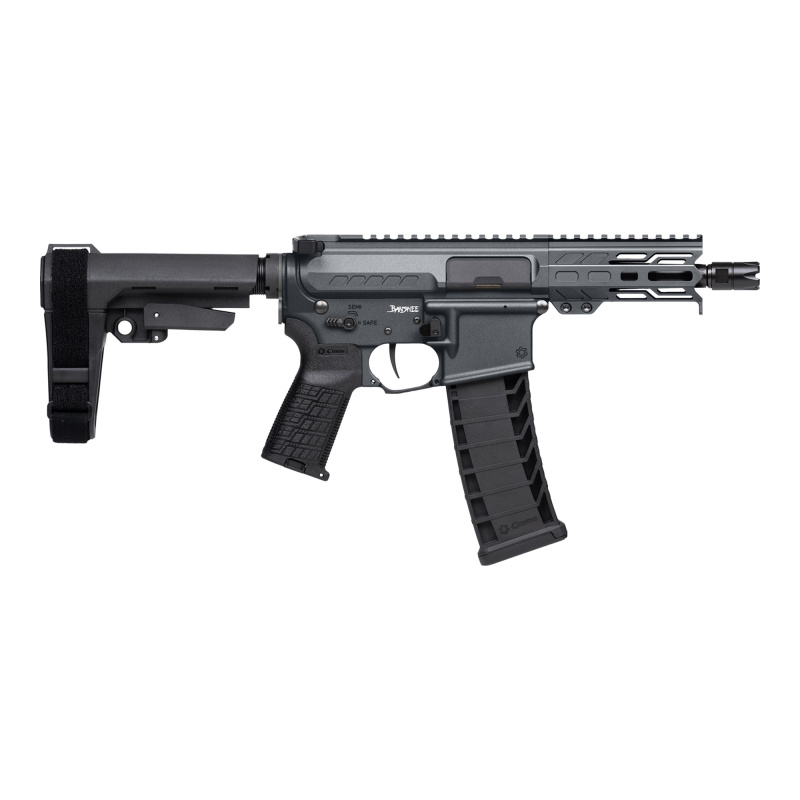 Banshee MK4, Semi-automatic, AR Pistol, 9MM, 5" Barrel, 1/2X28 Thread Pitch, Cerakote Finish, Tungsten, CMMG Pistol Grip, Pistol Stabilizing Brace, Ambidextrous Controls, 30 Rounds, 1 Magazine 94AD90F-TNG
