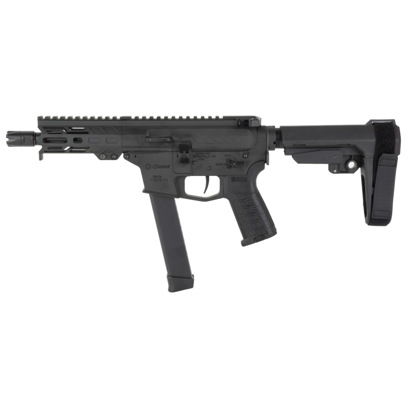 Banshee MKGs, Semi-automatic, AR Pistol, 9MM, 5" Barrel, 1/2X28 Thread Pitch, Cerakote Finish, Armor Black, CMMG Pistol Grip, Pistol Stabilizing Brace, Ambidextrous Controls, 33 Rounds, 1 Magazine 99A290F-AB