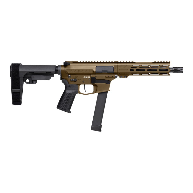 Banshee MKGs, Semi-automatic, AR Pistol, 9MM, 8" Barrel, 1/2X28 Thread Pitch, Cerakote Finish, Midnight Bronze, CMMG Pistol Grip, Pistol Stabilizing Brace, Ambidextrous Controls, 33 Rounds, 1 Magazine 99A520F-MB