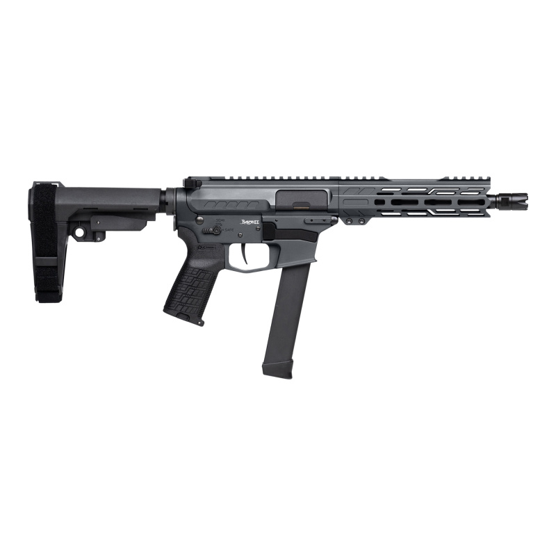 Banshee MKGs, Semi-automatic, AR Pistol, 9MM, 8" Barrel, 1/2X28 Thread Pitch, Cerakote Finish, Tungsten, CMMG Pistol Grip, Pistol Stabilizing Brace, Ambidextrous Controls, 33 Rounds, 1 Magazine 99A520F-TNG
