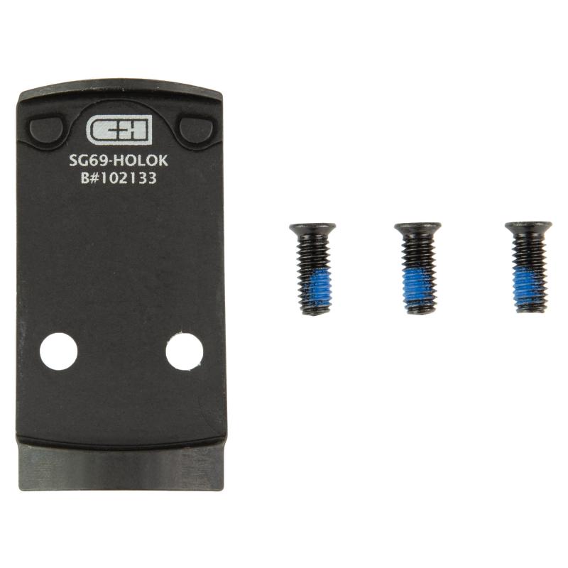 Optic Mounting Plate, Fits Sig Sauer P226/229 RX Series, Holosun 407k/507k, Trijicon RMSc, Vortex Defender CCW & C&H EDC/EDC Enclosed, Anodized Finish, Black SG69-HOLOk