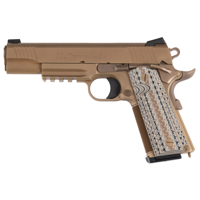 Government Custom CQB, 1911, Semi-automatic, Metal Frame Pistol, Full Size, 45 ACP, 5" Barrel, DLC Finish, Black, MIL-TAC G10 Grips, Novak Sights, 8 Rounds, 1 Magazine O1070CQB-B