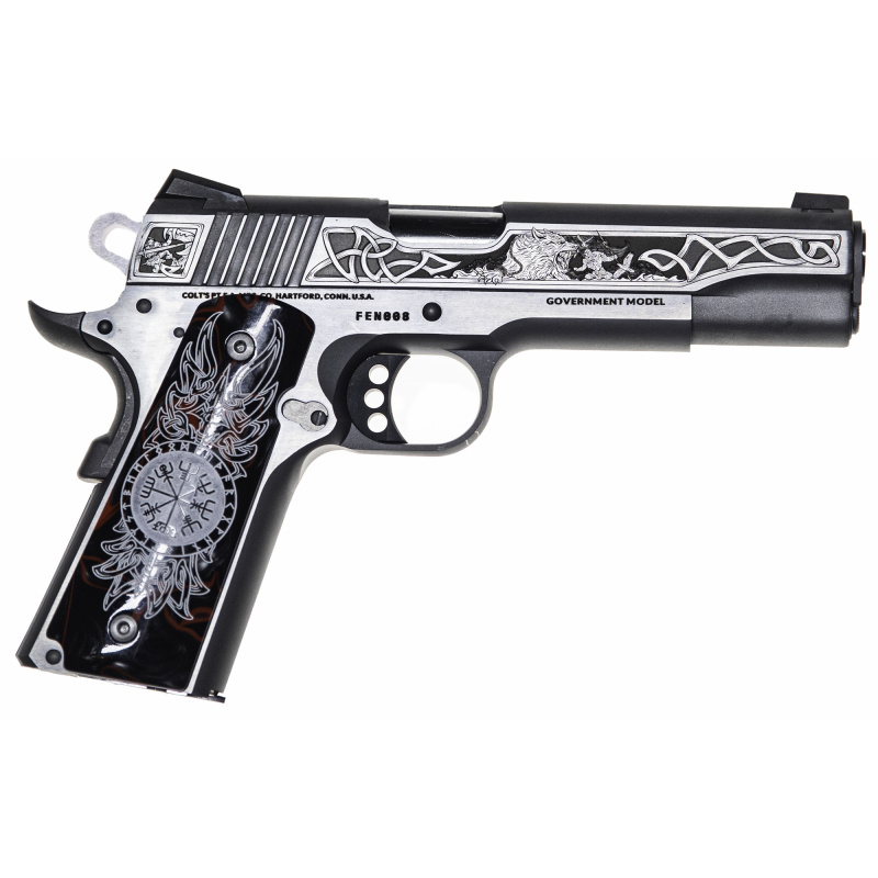 Delta Elite, Semi-automatic, 10MM, 5", Silver, 8 Rounds, 1 Magazine, Engraved Slide, Upgraded Black Engraved Grips, Novak White Dot Sights, Stainless Steel O2020XE-FEN