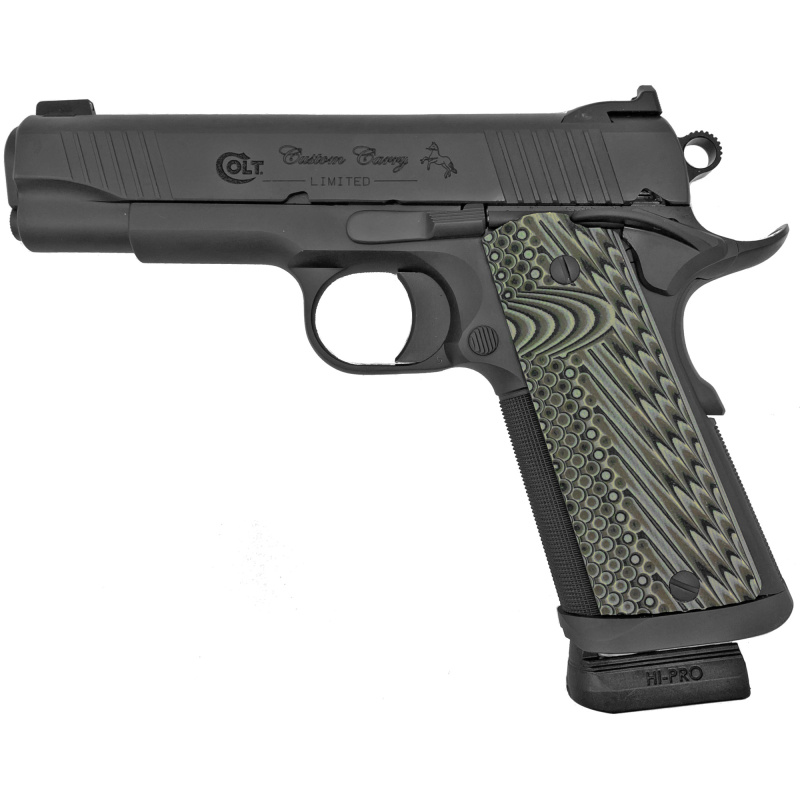 Custom Carry, Semi-automatic, 1911, Commander, 9mm, 4.25" Ntional Match Barrel, Steel Frame, Smoked Grey Color, G10 Grips, Series 80 Firing System, Right Hand, 10Rd O4042CS