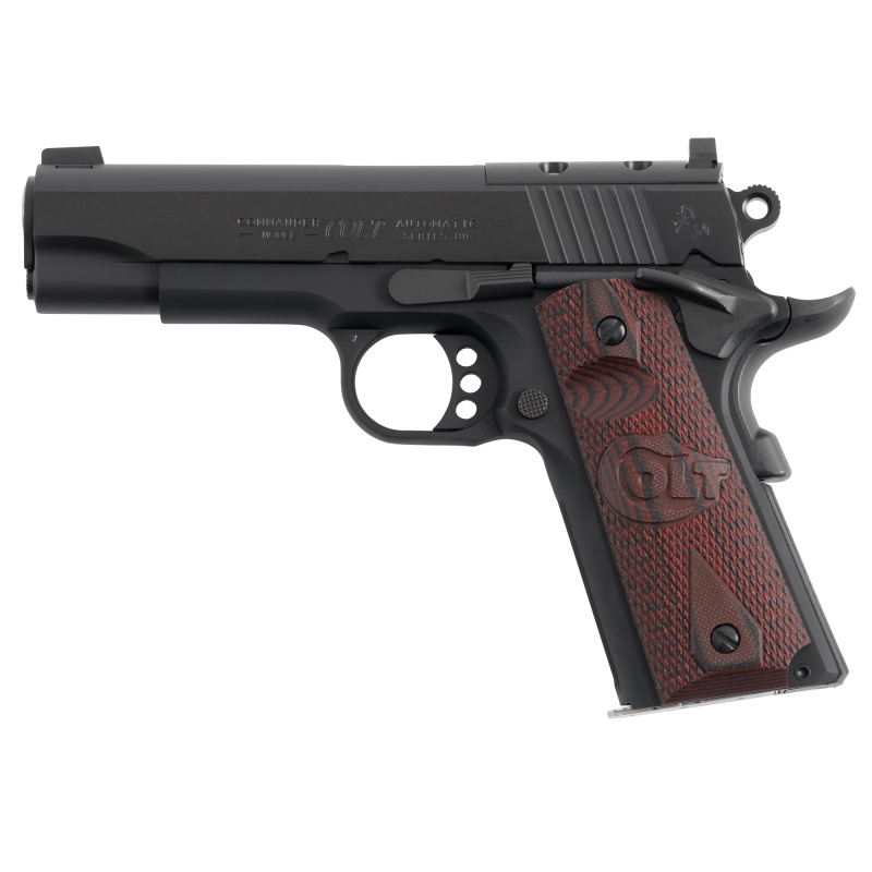 Lightweight Commander, 1911, Single Action Only, Commander, Steel Frame Pistol, 38 Super, 4.25" Barrel, Anodized/Blued Finish, Black, G10 Grips, White-Dot Novak Sights, Optics Ready, Manual Safety, 8 Rounds, 1 Magazine O4842XE-OR