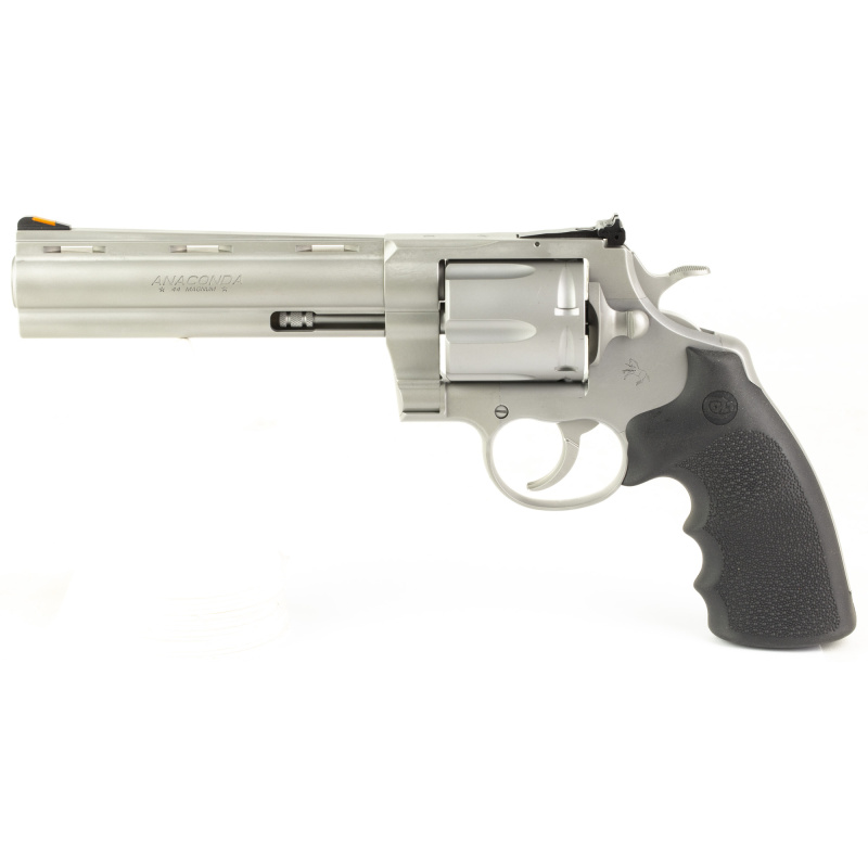 Anaconda, Revolver, 44 Magnum, 6" Barrel, Matte Stainless Steel Finish, Hogue Rubber Grip, Adjustable Rear Sight, Red Ramp Front Sight, 6 Rounds ANACONDA-SM6RTS