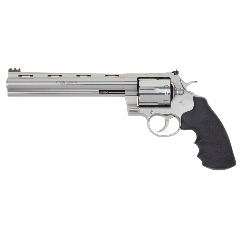 Anaconda, Target, Revolver, 44 Magnum, 8" Barrel, Stainless Steel Finish, Hogue Rubber Grip, Adjustable Rear Sight, Green Fiber Optic Front Sight, 6 Rounds ANACONDA-SP8RFT