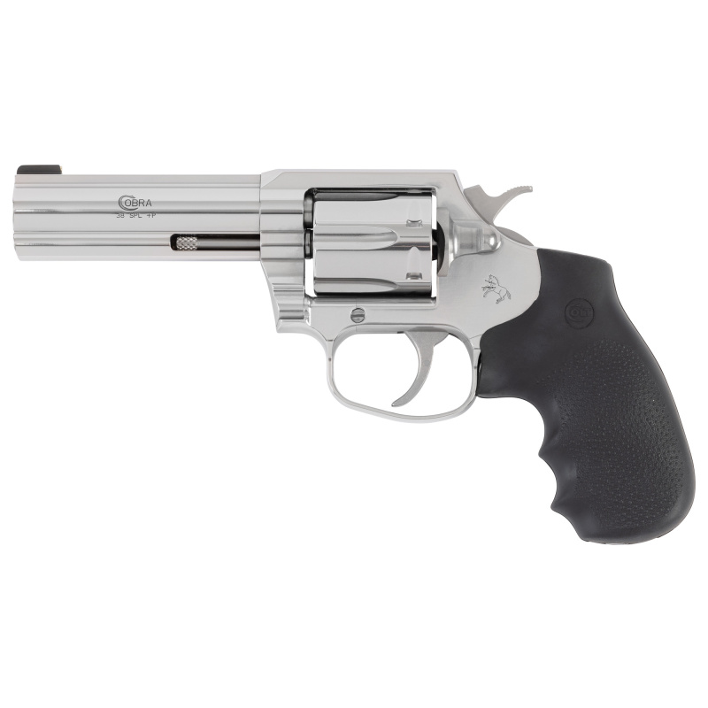 Cobra, Revolver, Double Action/Single Action, 38 Special, 4" Barrel, Stainless Steel Finish, Silver, Rubber Grips, Fiber Optic Front Sight, 6 Rounds COBRA-SB4BB