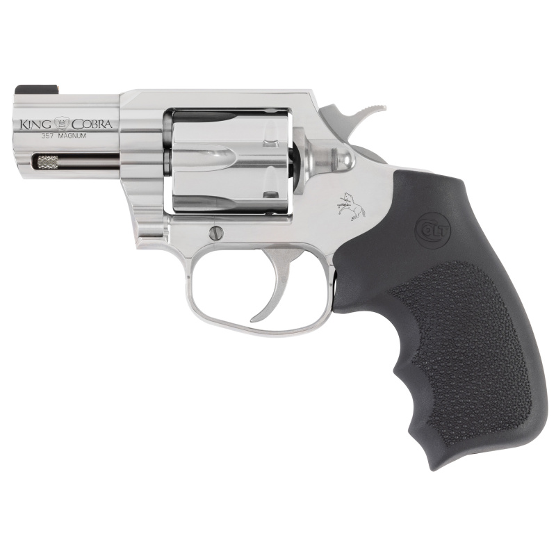 King Cobra Carry, Revolver, Double/Single Action, 357 Magnum, 2" Barrel, Brushed Stainless Steel Finish, Silver, Hogue Rubber Grips, Brass Bead Front Sight, 6 Rounds KCOBRA-SB2RBB-S