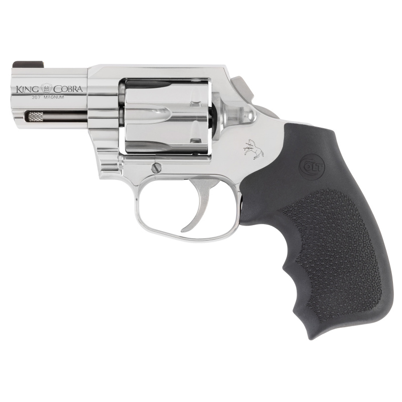 King Cobra Carry, Revolver, Double Action Only, 357 Magnum, 2" Barrel, Brushed Stainless Steel Finish, Silver, Hogue Rubber Grips, Brass Bead Front Sight, 6 Rounds KCOBRA-SB2RBB