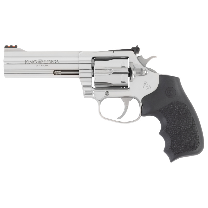 King Cobra Target, Revolver, Double/Single Action, 357 Magnum, 4.25" Barrel, Brushed Stainless Steel Finish, Silver, Hogue Rubber Grips, Fiber Optic Front Sight KCOBRA-SB4RTS
