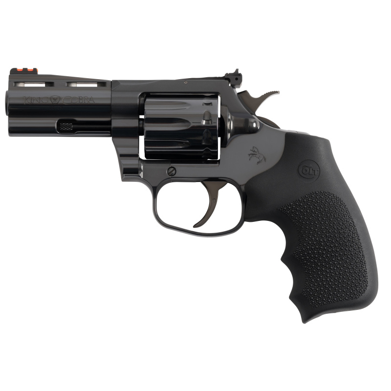 King Cobra, Revolver, Double/Single Action, 22 LR,3" Barrel, Carbon Steel, Polished Blued Finish, Hogue Rubber Grips, Fiber Optic Front and Adjustable Rear Sights, 10 Rounds KCOBRA22-BP3RFO