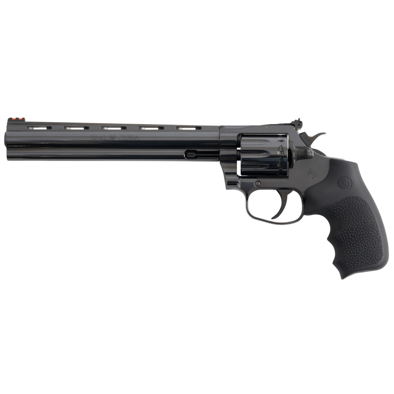 King Cobra Target, Revolver, Double/Single Action, 22 LR, 8" Barrel, Carbon Steel, Polished Blued Finish, Hogue Rubber Grips, Fiber Optic Front and Adjustable Rear Sights, 10 Rounds KCOBRA22-BP8RFO