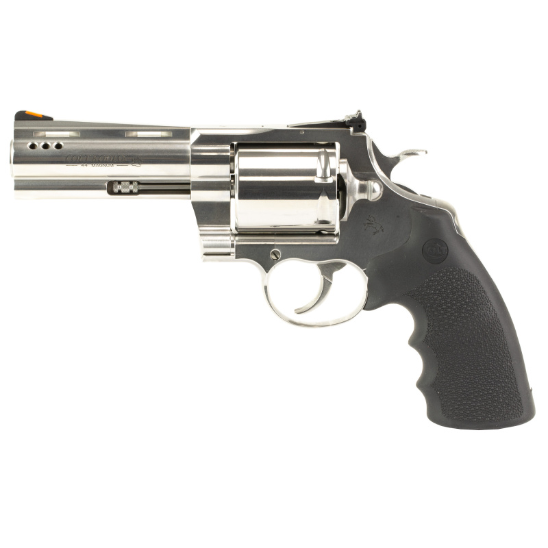 Kodiak | 44 Magnum, 4.25" Ported Barrel, Stainless Steel Finish, Hogue Overmolded Rubber Grip, Red Ramp Front & Adjustable Rear Sights, 6 Rounds KODIAK-SP4RTS