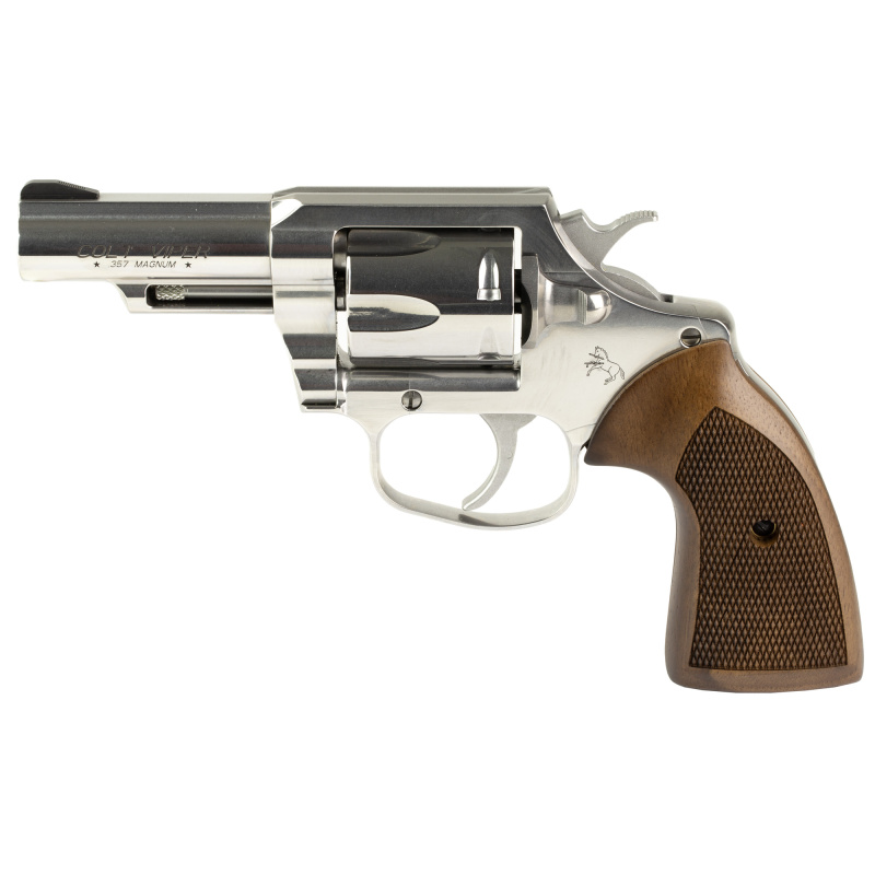 Viper | 357 Magnum, 3" Barrel, Stainless Steel Finish, Traditional Walnut Grips, Black Ramp Front & U-Notch Rear Sight, 6 Rounds VIPER-SP3WRR