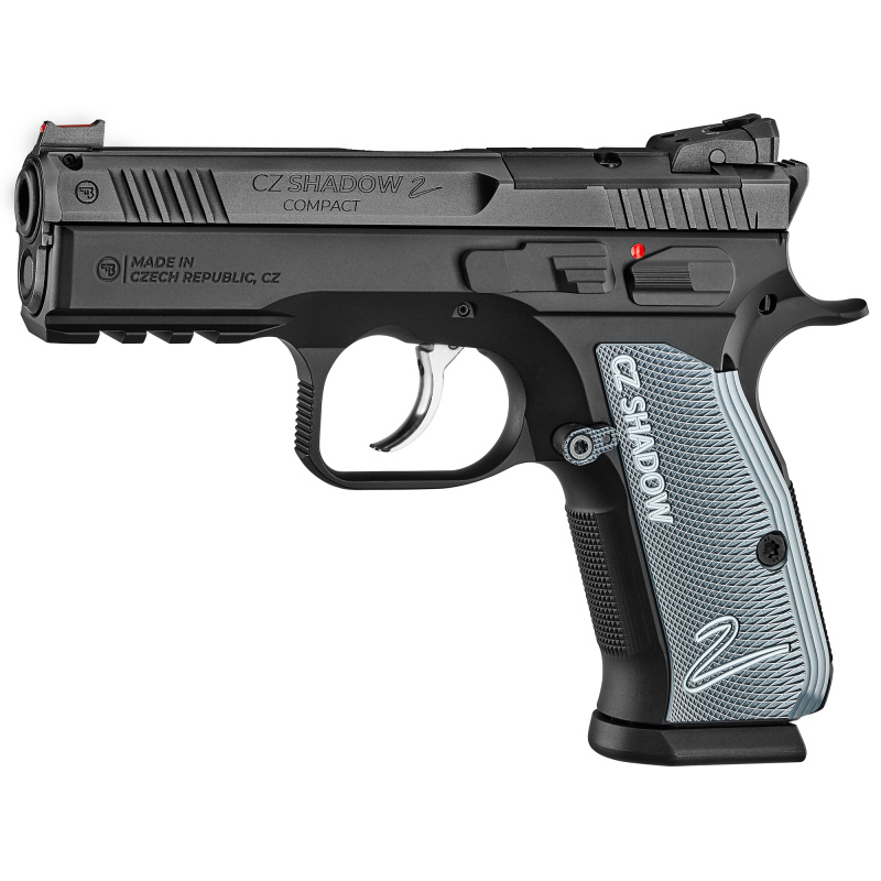 Shadow 2 Compact, Double Action/Single Action, Semi-automatic, Metal Frame Pistol, 9MM, 4" Barrel, Matte Finish, Black, Aluminum Grips, Manual Safety, Optics Cut Slide, Red Fiber Optic Front Sight/Adjustable Rear, 10 Rounds, 2 Magazines 01252