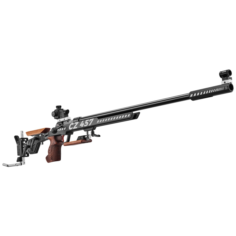 457 Target, Bolt-Action Rifle, 22LR, 26" Heavy Threaded Barrel with Match Chamber, 1/2X24 Thread Pitch, Anodized Finish, Black, Wood Grips, Duraluminum Stock, 1 Round, Includes Diffuser Compensator and Diopter Target Sight Kit 02324