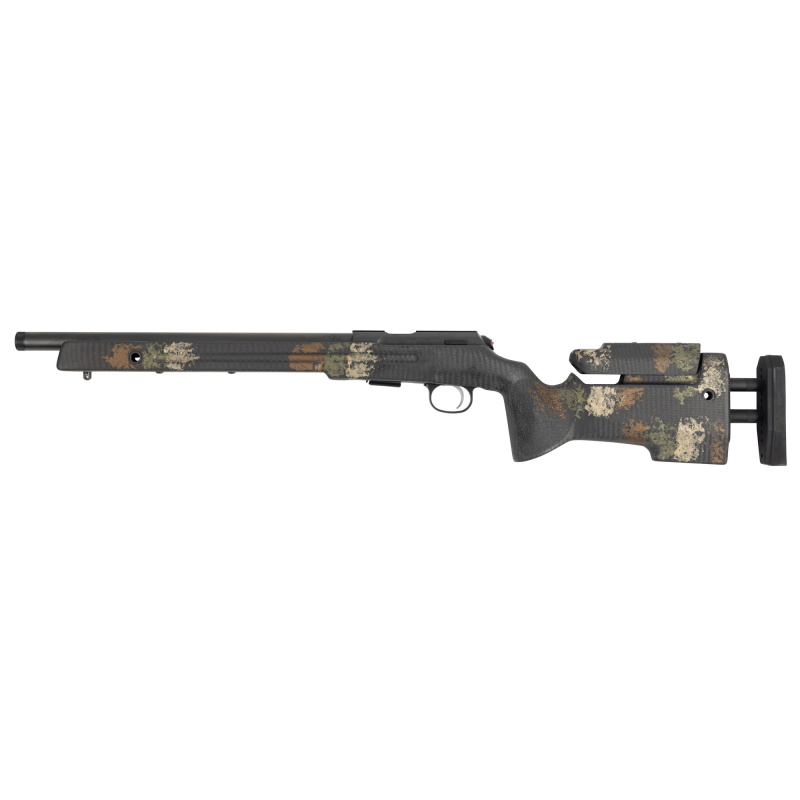 457 Manners, Bolt Action Rifle, 22 Long Rifle, 16" Barrel, Threaded 1/2X28, 11mm Dovetail, Manners Camo Stock, Adjustable Cheek Riser, 5 Rounds 02326