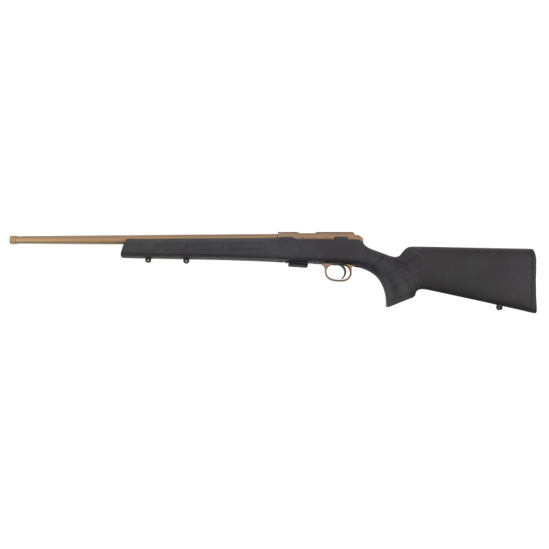 457 American, Bolt Action Rifle, 22 Long Rifle, 20" Barrel, Threaded 1/2X28, 11mm Dovetail, Cerakote Finish, Bronze, Black Synthetic Stock, 5 Rounds 02394