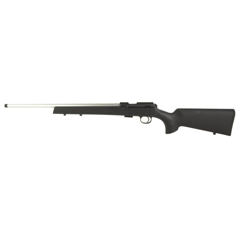 457 American, Bolt Action Rifle, 22 Long Rifle, 20" Barrel, Threaded 1/2X28, 11mm Dovetail, Stainless Steel Finish, Black Synthetic Stock, 5 Rounds 02395