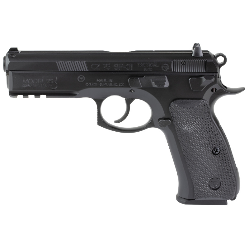 75 SP-01 Tactical 50th Anniversary Elite, Double Action/Single Action, Semi-automatic, Metal Frame Pistol, Full Size, 9MM, 4.6" Cold Hammer Forged Barrel, Steel, Polycoat Finish, Black, Ambidextrous Decocker, Rubber Grips, Fixed Sights, 10 Rounds, 2 Maga