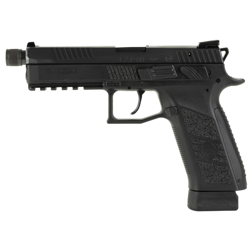P-09 Suppressor-Ready, Double Action/Single Action, Semi-automatic, Polymer Frame Pistol, Full Size, 9MM, 5.15" Barrel, Threaded Barrel - 1/2X28, Nitride Slide Finish, Black, 3 Interchangeable Backstraps, High Fixed Sights, Swappable Safety/Decocker, 21
