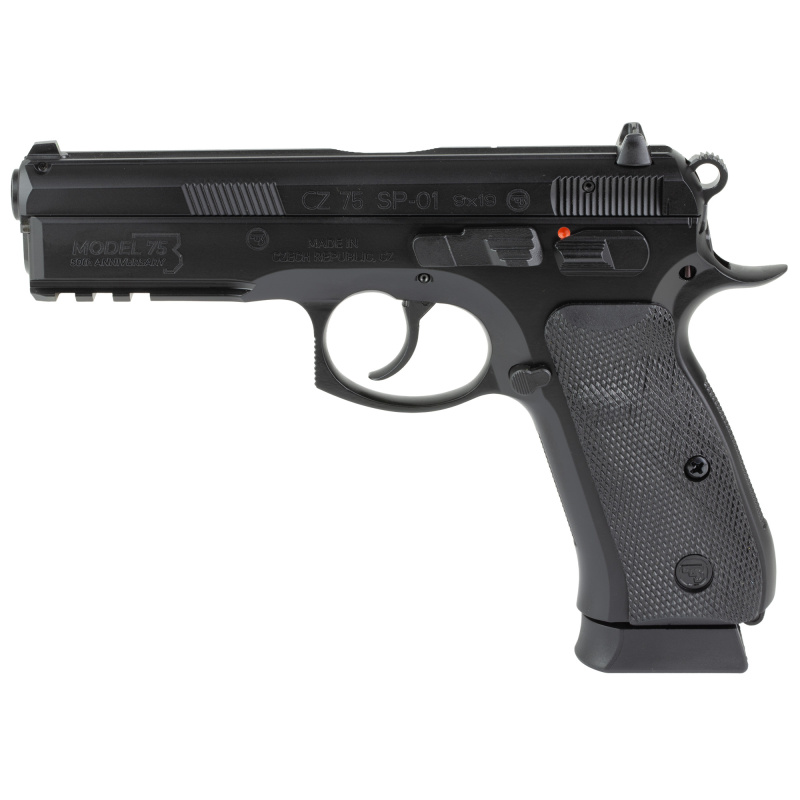 75 SP-01 50th Anniversary Elite, Double Action/Single Action, Semi-automatic, Metal Frame Pistol, Full Size, 9MM, 4.6" Cold Hammer Forged Barrel, Steel, Polycoat Finish, Black, Manual Safety, Rubber Grips, Fixed Sights, 19 Rounds, 2 Magazines 91214