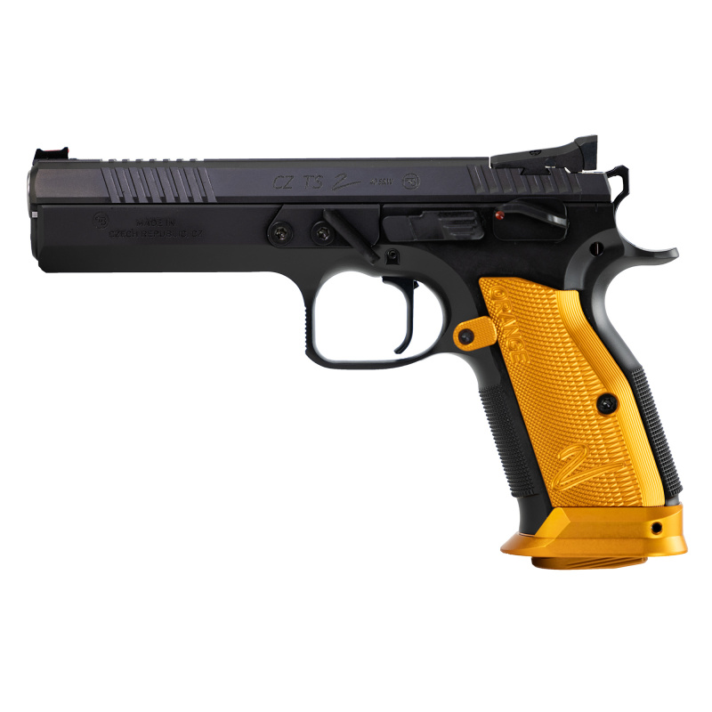 Tactical Sport 2 Orange | 9x19mm, 5.2" Barrel, SAO,  Steel, Polycoat Finish, Black, Orange Aluminum Grips, Fiber Optic Front/Fixed Rear, 17 Rounds, 2 Magazines 91266