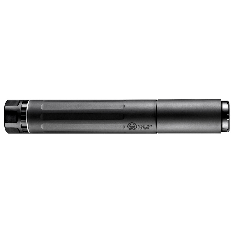Ghost 45M, Suppressor, Modular, 22LR/300 Blackout/40 S&W/45ACP/10MM/9MM, No Piston, 17-4PH & Titanium, Black Cerakote Finish GHOST45