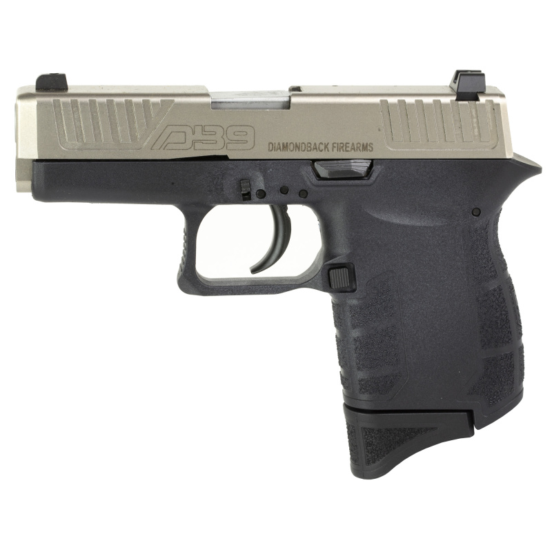 DB9, Semi-automatic, Striker Fired, Sub-Compact, 9MM, 3" Stainless Steel Barrel, Nickel Boron Coated Barrel and Slide, Black Polymer Frame, 6Rd, 1 Magazine DB0200P021