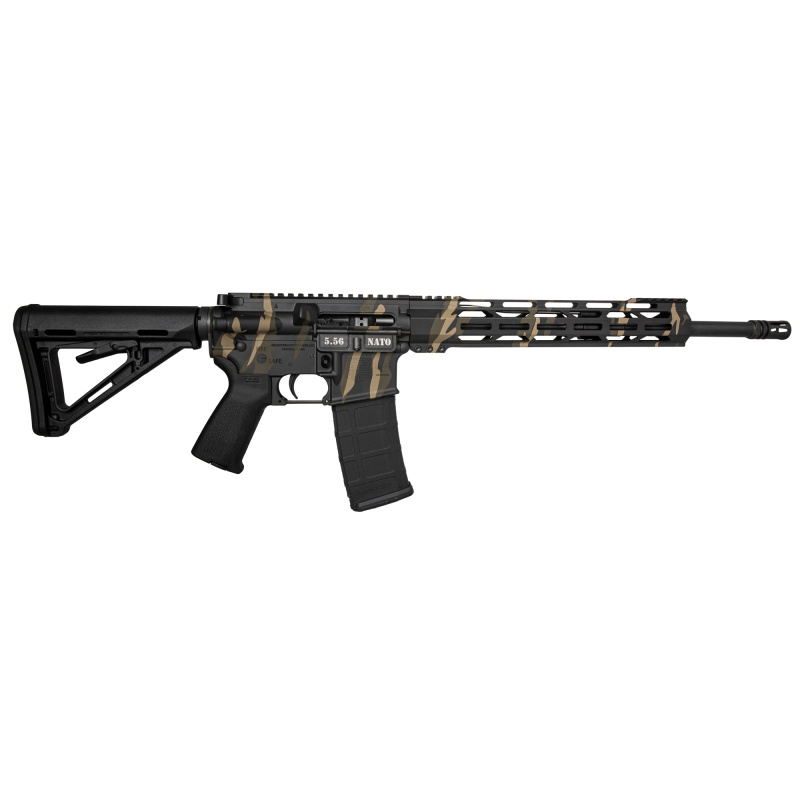 DB15, Semi-automatic Rifle, AR, 556 Nato, 16" Barrel, Carbine Length Gas System, Cerakote Finish, Tiger Strip Camo, 12" Free Float M-LOK Handguard, Magpul MOE Grip, Magpul MOE Carbine Stock, 30 Rounds, 1 Magazine DBF1717K171