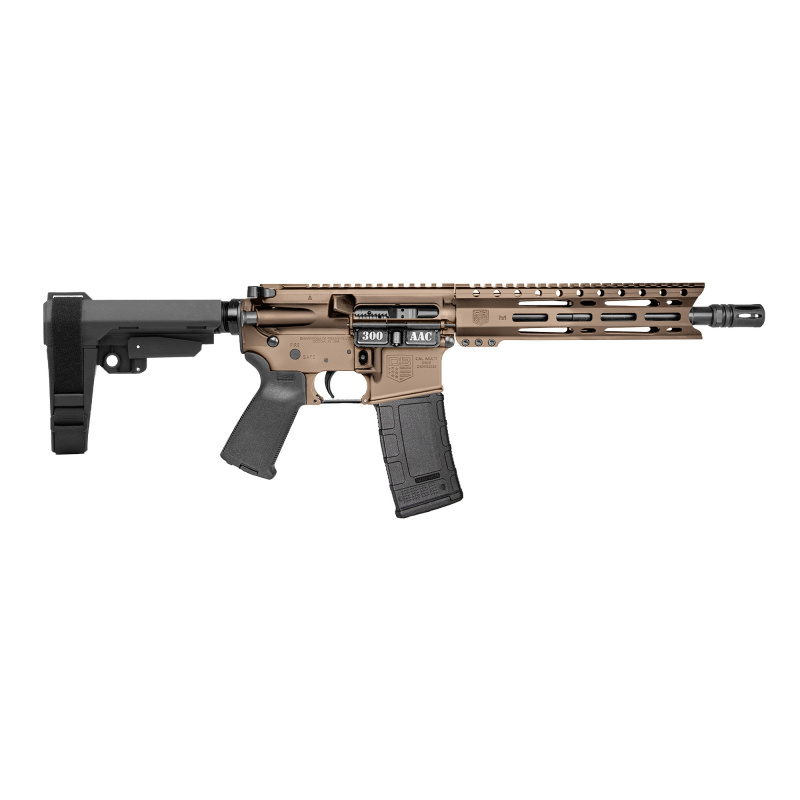 DB15 Carbon, Semi-automatic, AR Pistol, 300 Blackout, 10" Threaded Barrel, 5/8X24 Thread Pitch, Magpul MOE Grip, Cerakote Finish, Smoked Bronze, 9" MLOK Handguard, SBA3 Brace, Pistol Length Gas System, 30 Rounds, 1 Magazine DB191AB211