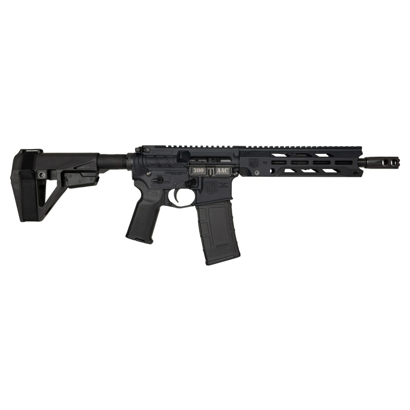 DB15 Obsidian, Semi-automatic, AR Pistol, 300 Blackout, 10.5" Barrel, 1:8 Twist, Muzzle Brake, Anodized Finish, Black, 9" Free Float M-LOK S Rail, Magpul MOE K2 Grip, SBA5 Pistol Brace, 30 Rounds, 1 Magazine DB1984B001
