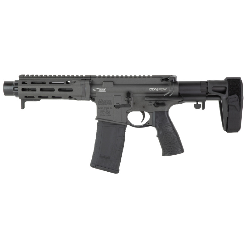 DDM4 PDW, Semi-automatic, AR Pistol, 300 Blackout, 7" Cold Hammer Forged Barrel, Cobalt Anodized Finish, Daniel Defense Pistol Grip, Maxim Defense CQB Pistol Brace, Ambidextrous Safety, 30 Rounds, 1 Magazine 02-088-03260-047