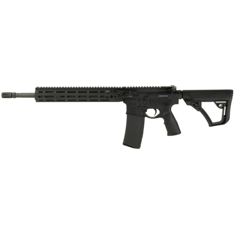 DD4 RIII, Semi-automatic Rifle, AR, 223 Remington/5.56 NATO, 16" Cold Hammer Forged Barrel, Anodized Finish, Black, Daniel Defense Grip, Black Daniel Defense 12.5" RIS III M-LOK Rail, Daniel Defense Stock, Mid-Length Gas System, Ambidextrous Lower, 32 Ro