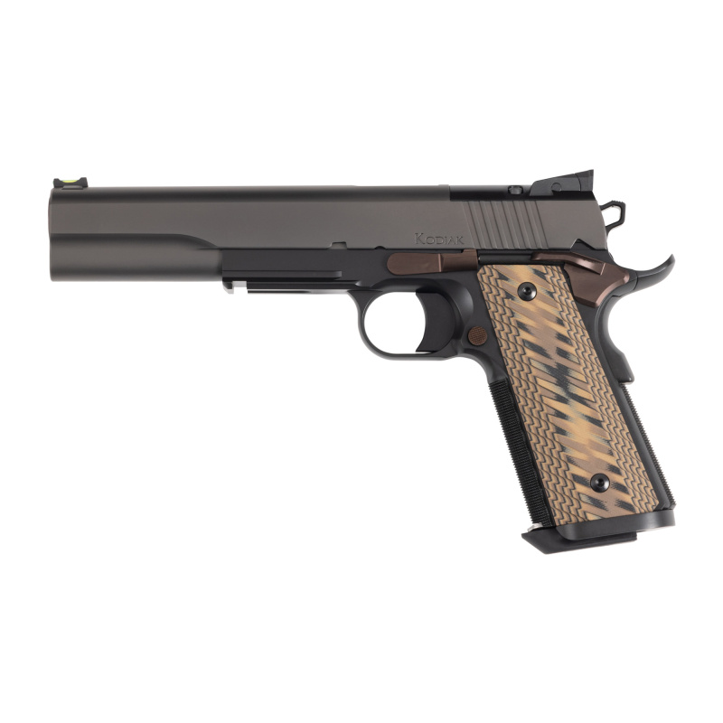 Dan Wesson Kodiak OR |10MM 6.03" Bull Barrel, Stainless Steel Frame 1911, Duty Finish, Black/Gray/Bronze, G10 Grips, Ambidextrous Safety, Fiber Optic Sights, Optics Ready, 8 Rounds, 2 Mags 01792