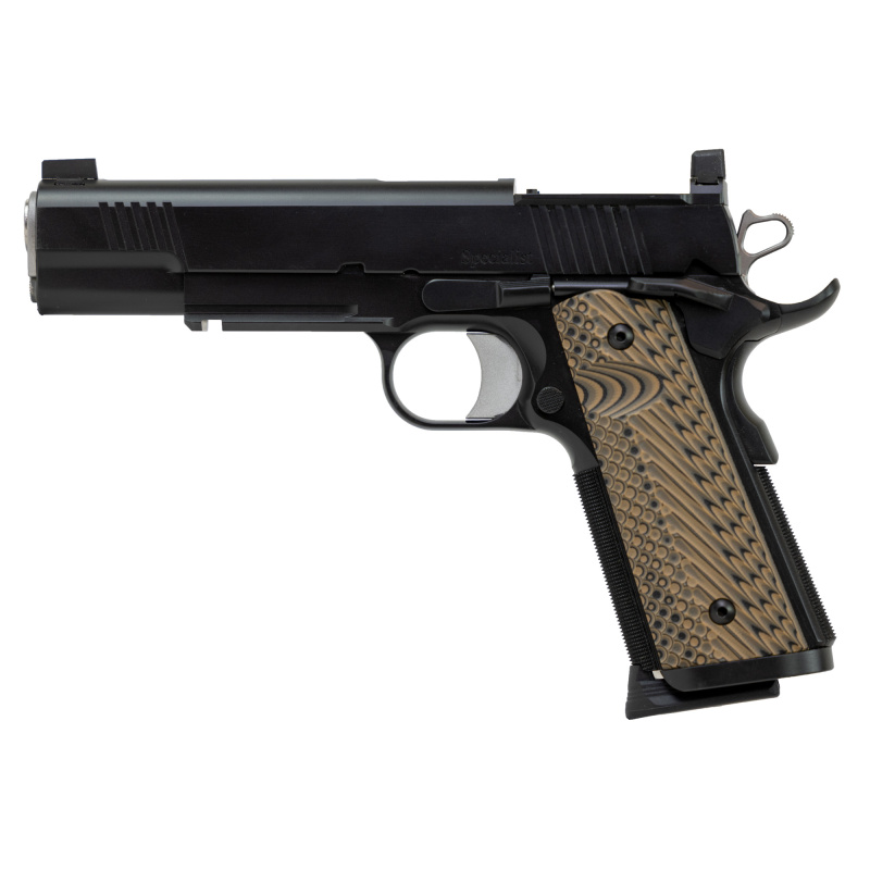 Dan Wesson Specialist Optics Ready 1911 | 45 ACP, 5" Barrel, Stainless Steel, Duty Finish, Black, G10 Grips, Night Sights, Optics-Ready, 2 8 Rd Magazines, 01799