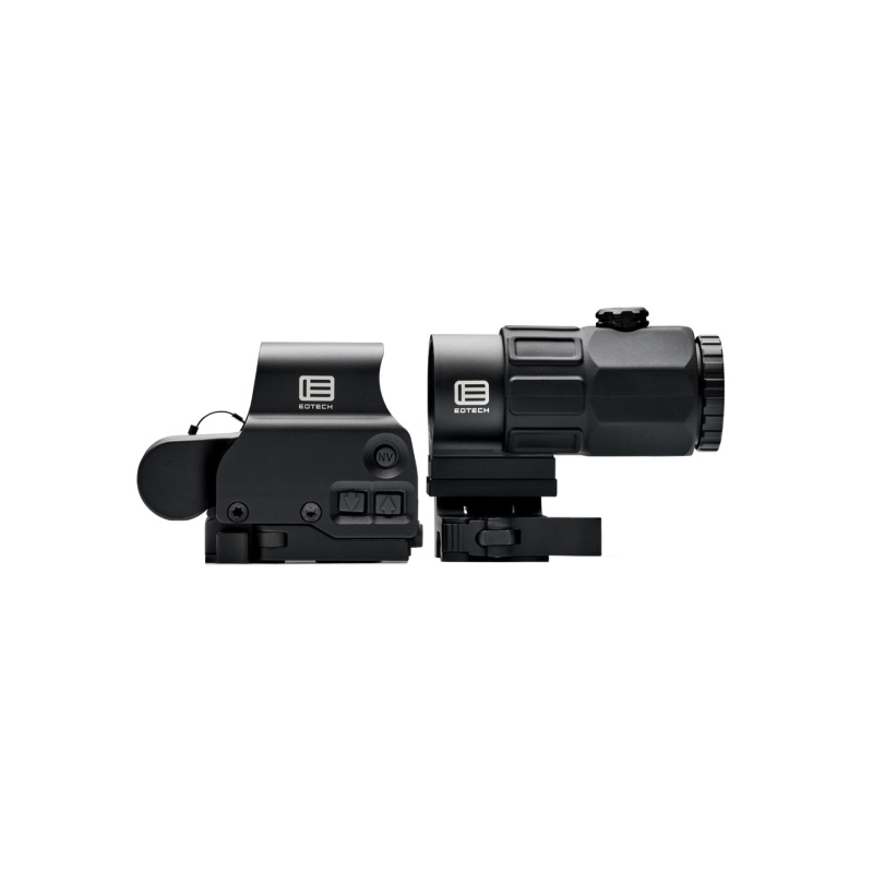 HHS IX, Holographic Sight and Magnifier, Red DCR Reticle, 68 MOA Outer Reticle with 1 MOA Dot Reticle, Night Vision Compatible, Quick Disconnect Mounts, Switch-to-Side Magnifier Mount, Side Buttons, Includes G45 5X Magnifier, Matte Finish, Black HHS IX