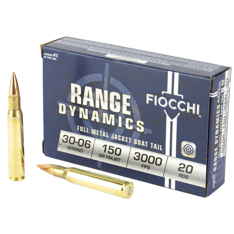 Fiocchi Rifle, 30-06, 150 Grain, Full Metal Jacket Boat Tail 3006A