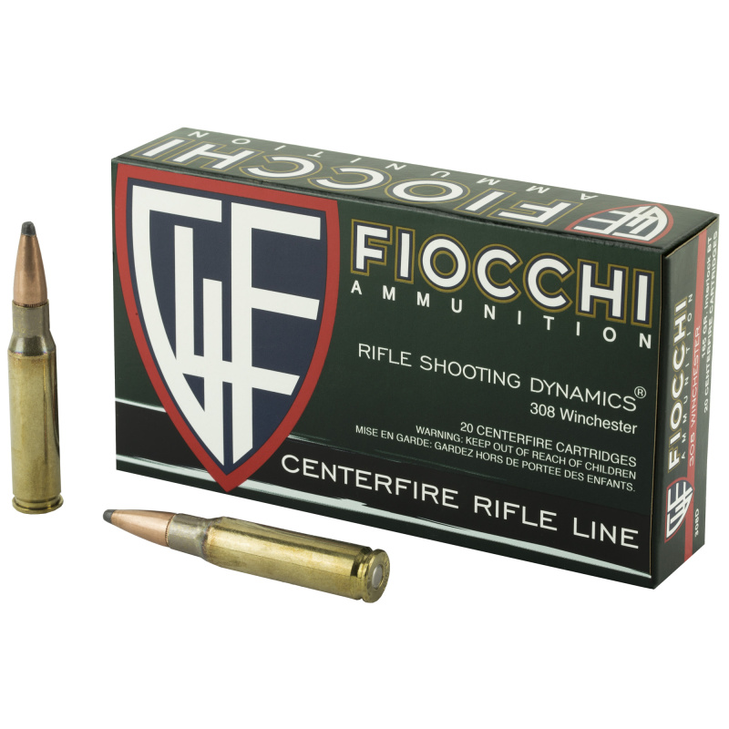 Fiocchi Rifle, 308WIN, 165 Grain, InterLock Boat Tail Soft Point 308D