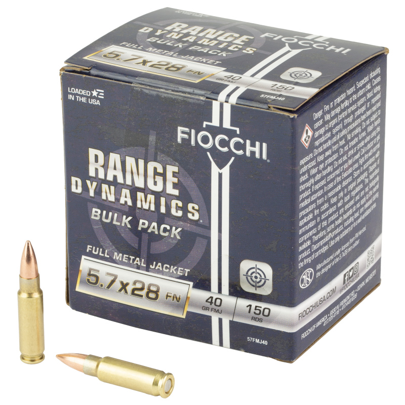 Range Dynamics, 5.7X28MM, 40 Grain, Full Metal Jacket, 150 Round Box 57FMJ40