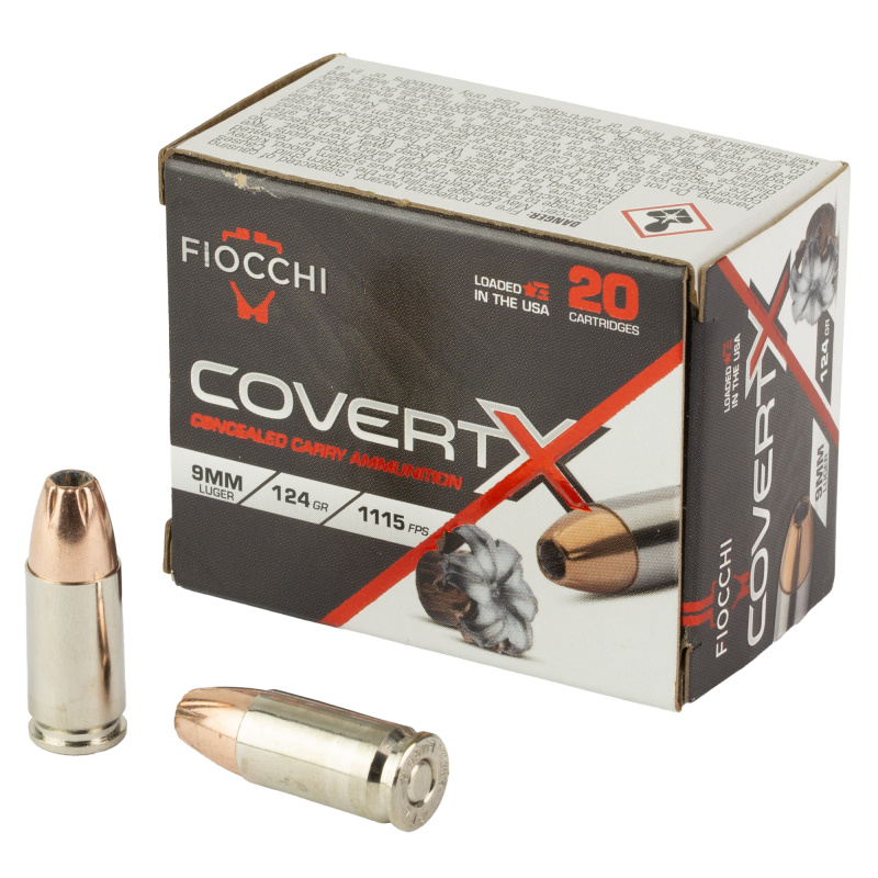 COVERT X, 9MM, 124 Grain, Jacketed Hollow Point, 20 Round Box 9CCWB