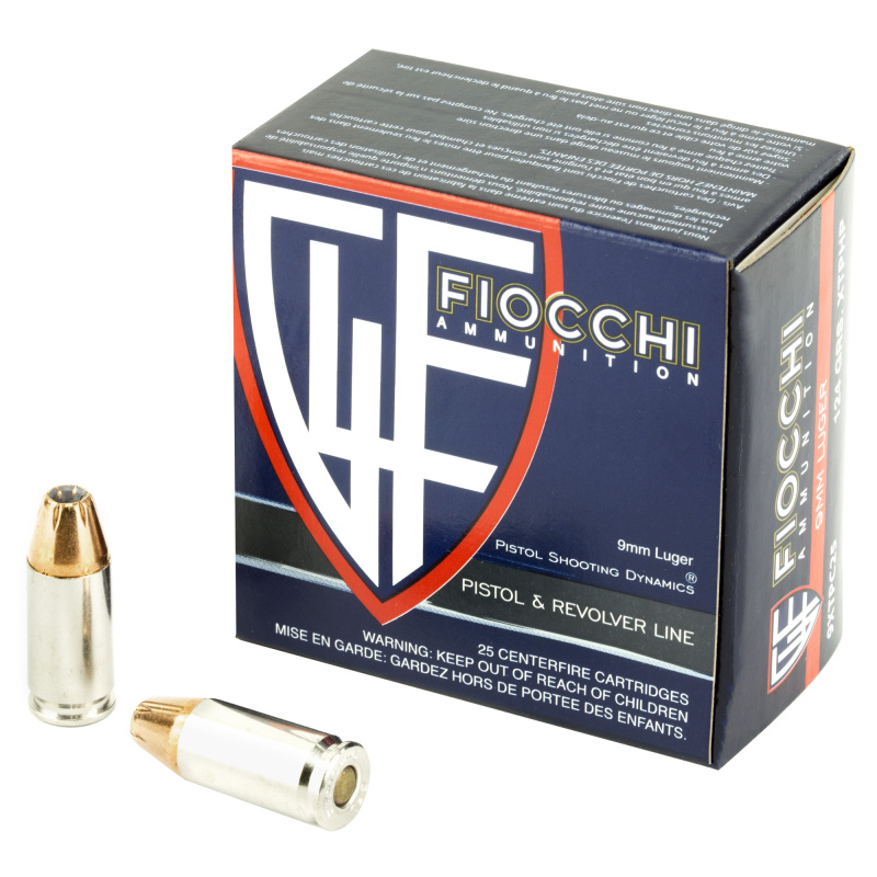 Fiocchi Centerfire Pistol, 9MM, 124 Grain, XTP 9XTPC25