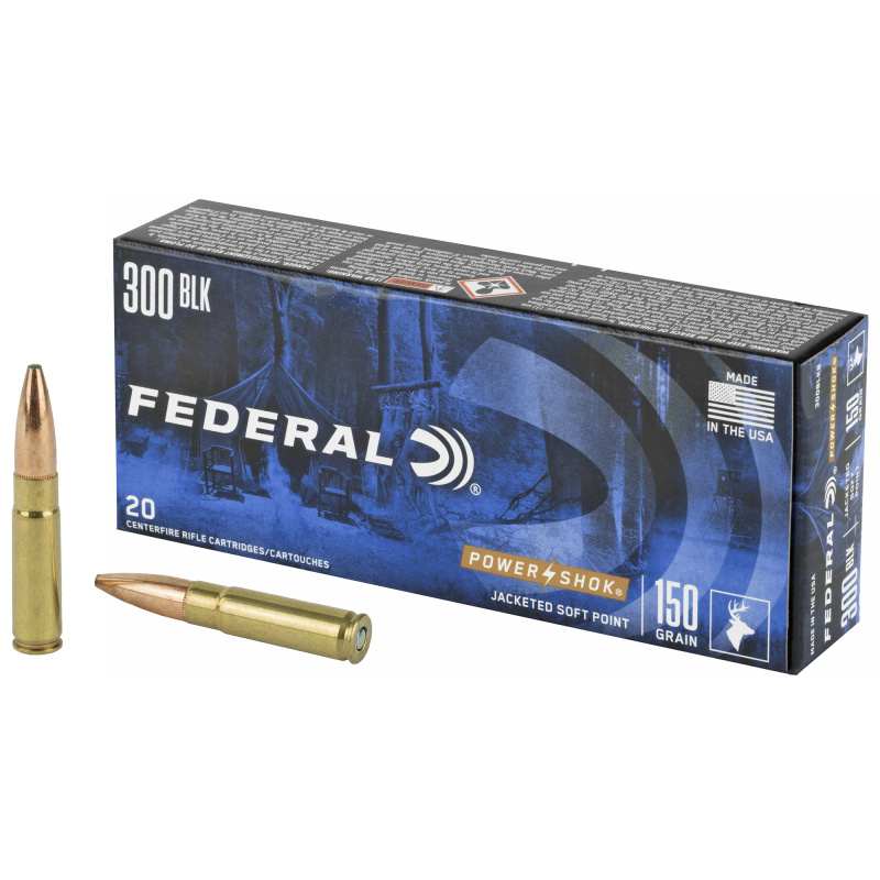 PowerShok, 300 Blackout, 150 Grain, Soft Point, 20 Round Box 300BLKB